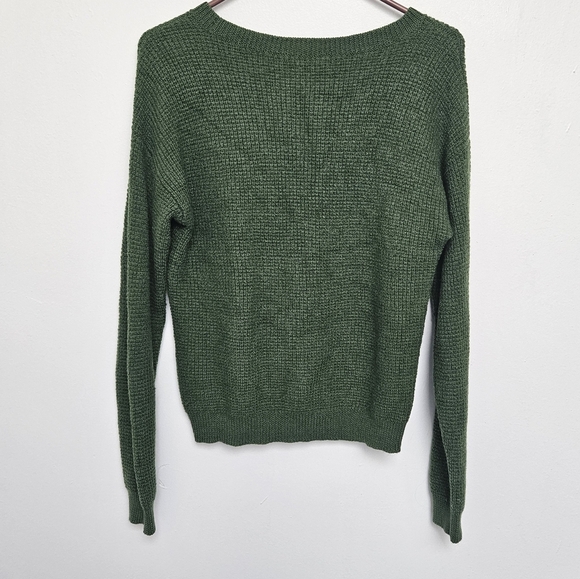 Wilfred Free Aritzia Sz M 100% Merino Wool Green Waffle Knit Women's  Sweater - Picture 3 of 7